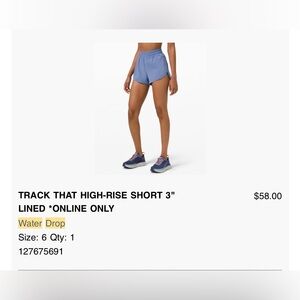 LULULEMON TRACK THAT HIGH-RISE SHORT 3"
LINED